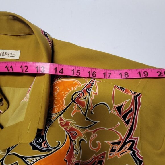 Men's Mustard Yellow Batik Long Sleeve Shirt - Picture 7 of 7